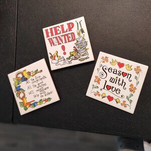 Vintage 1970s Ceramic Coaster Set of 3